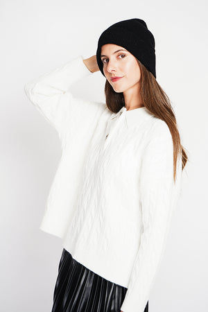 Twisted polo neck sweater Oversized fit with long sleeves