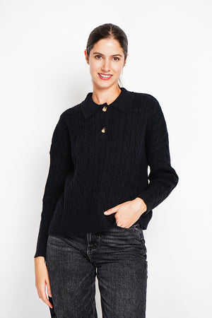 Twisted polo neck sweater Oversized fit with long sleeves