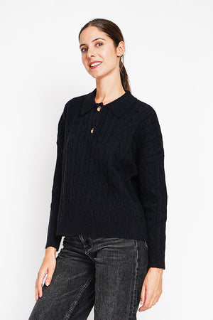 Twisted polo neck sweater Oversized fit with long sleeves