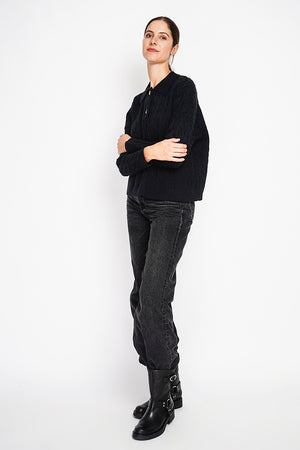 Twisted polo neck sweater Oversized fit with long sleeves