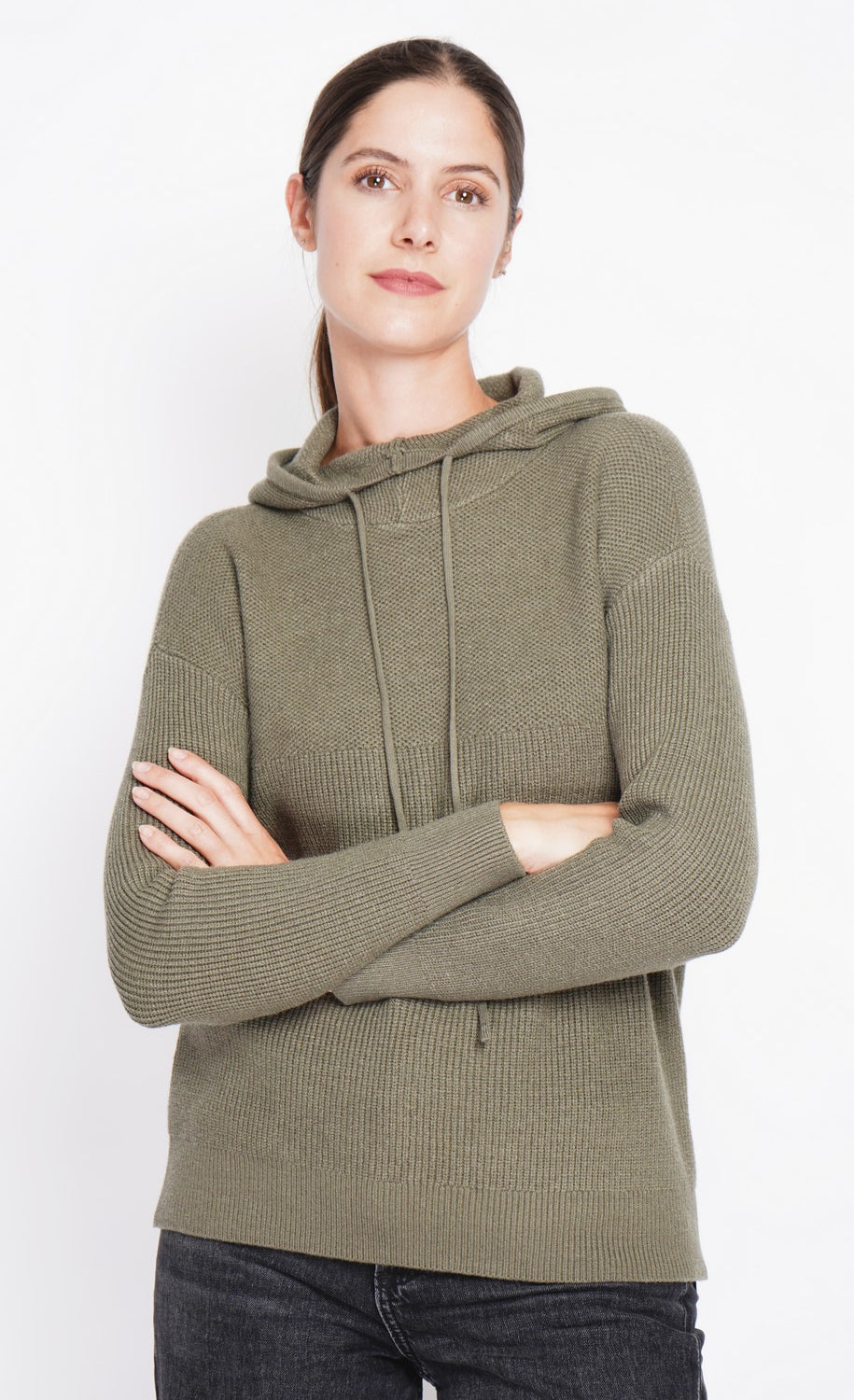 Oversized fit long sleeve hoodie – Khaki – Assuili