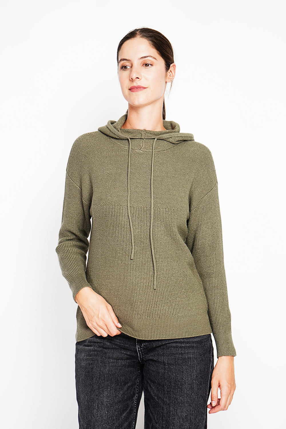 Oversized fit long sleeve hoodie – Khaki – Assuili