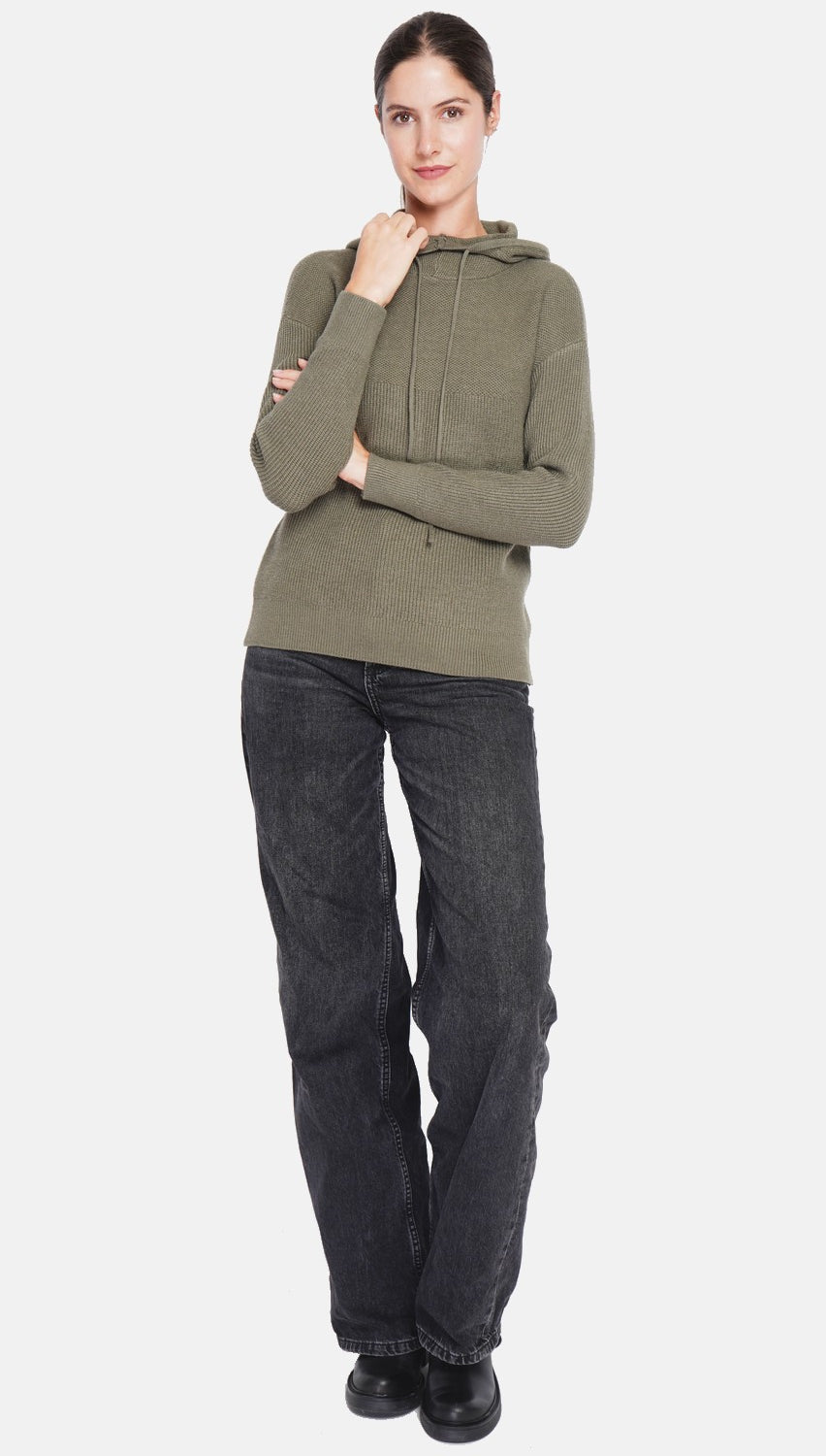 Oversized fit long sleeve hoodie – Khaki – Assuili