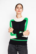 Pull col montant tricolore oversize – Noir – Assuili
