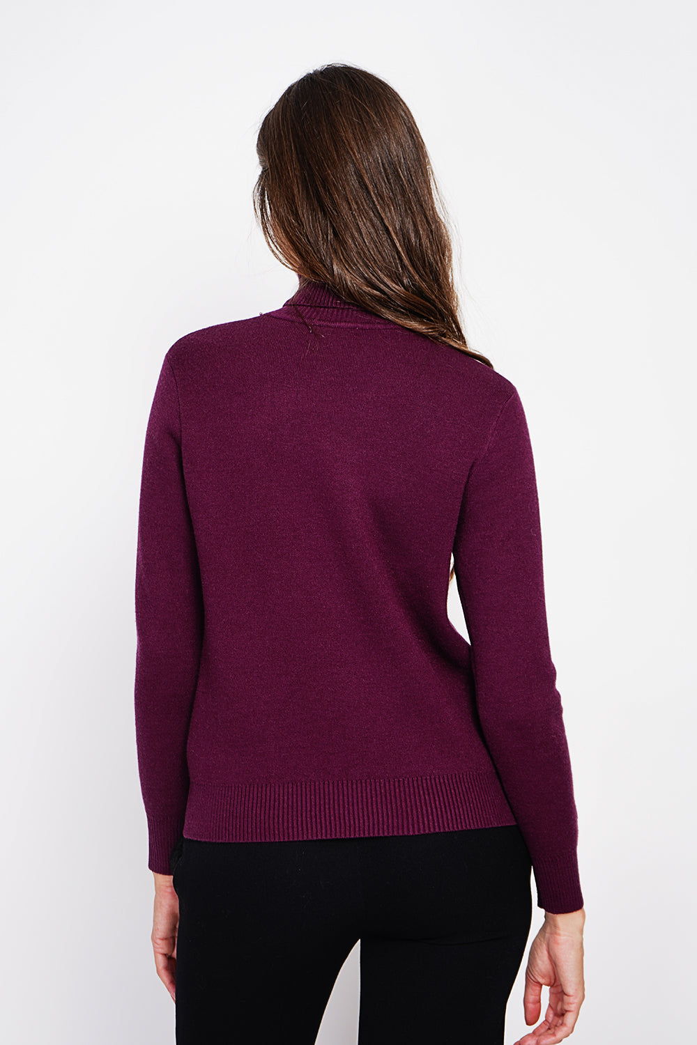 Winter thermal fur collar sweater with long sleeves – Wine red – Assuili