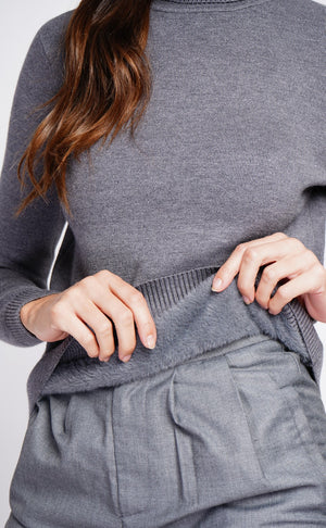 Winter thermal fur collar sweater with long sleeves