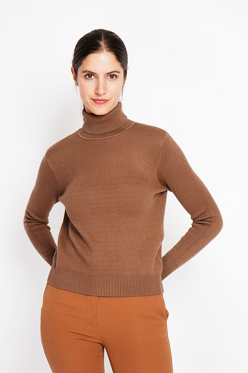 Winter thermal fur collar sweater with long sleeves – Brown – Assuili