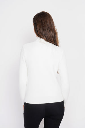 Winter thermal fur collar sweater with long sleeves