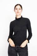 Pull col montant à volants – Noir – Assuili