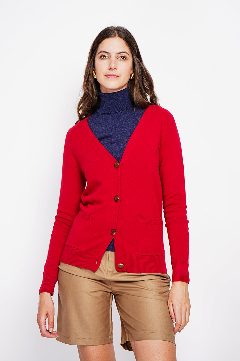 Fancy buttoned v-neck oversized fit vest with long sleeve pockets