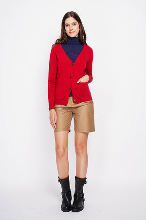 Fancy buttoned v-neck oversized fit vest with long sleeve pockets