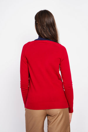 Fancy buttoned v-neck oversized fit vest with long sleeve pockets