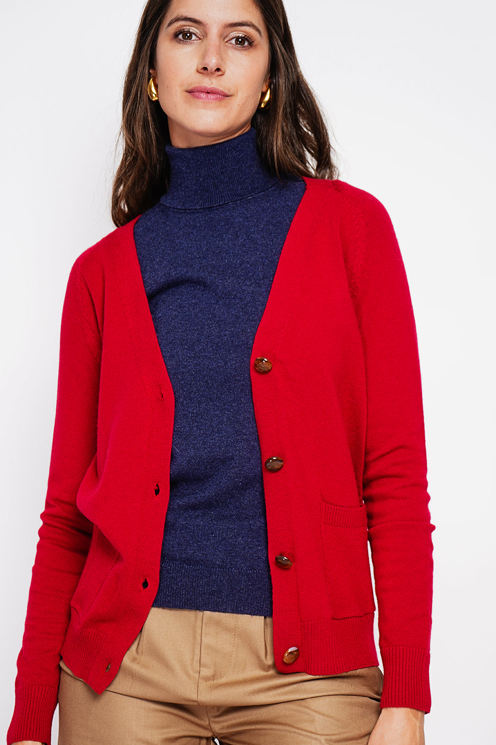 Fancy buttoned v-neck oversized fit vest with long sleeve pockets
