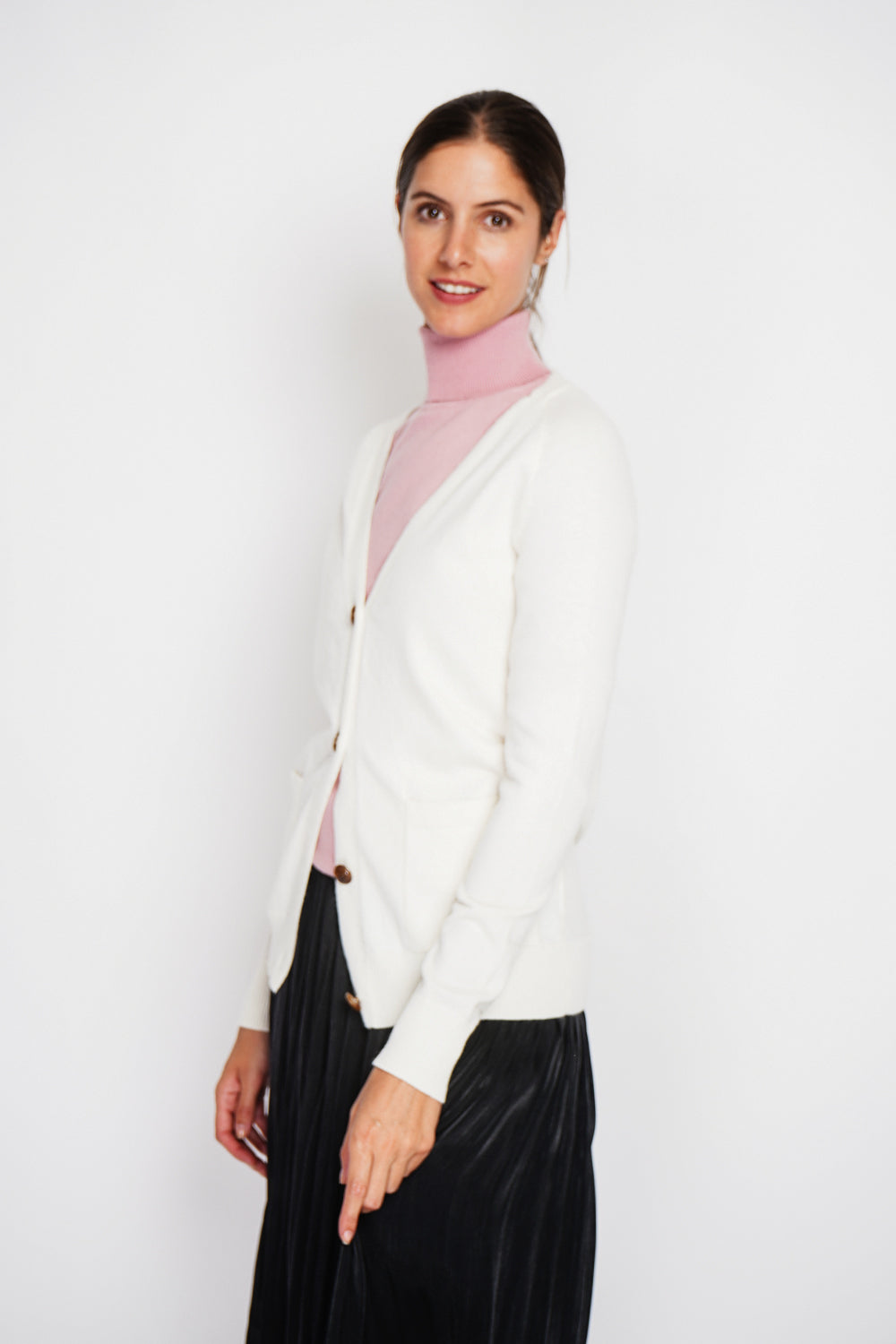 Fancy buttoned v-neck oversized fit vest with long sleeve pockets