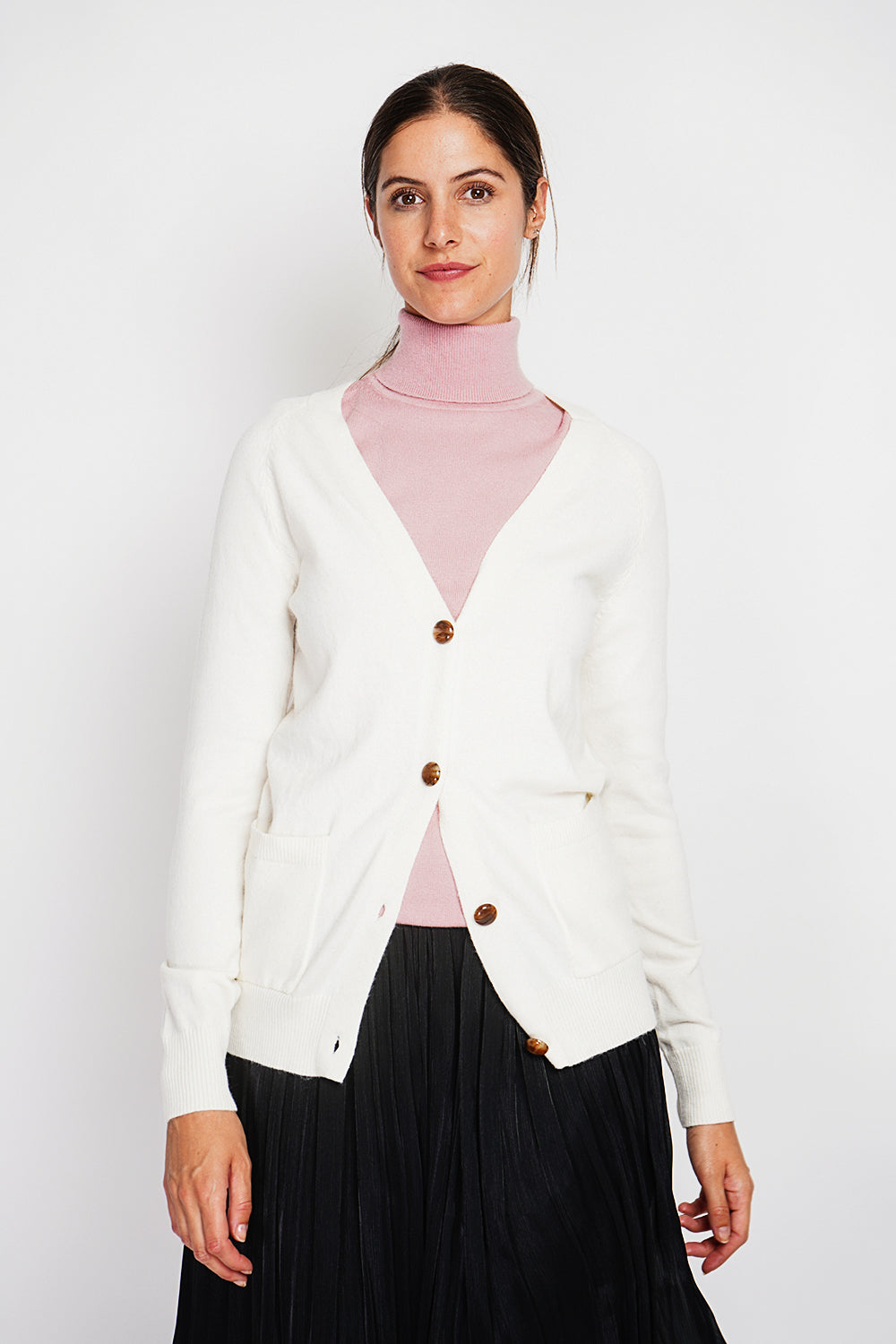 Fancy buttoned v-neck oversized fit vest with long sleeve pockets