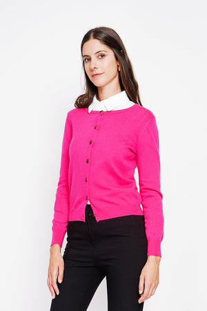 Fancy buttoned crew neck vest with long sleeves