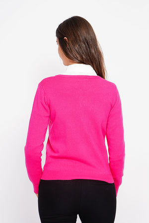 Fancy buttoned crew neck vest with long sleeves