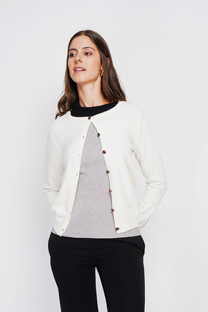 Fancy buttoned crew neck vest with long sleeves