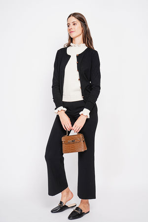 Fancy buttoned crew neck vest with long sleeves