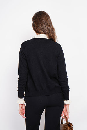 Fancy buttoned crew neck vest with long sleeves