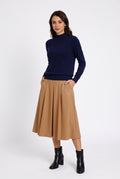 Classic long-sleeved high-neck sweater in 2-ply knit – Night blue – Assuili