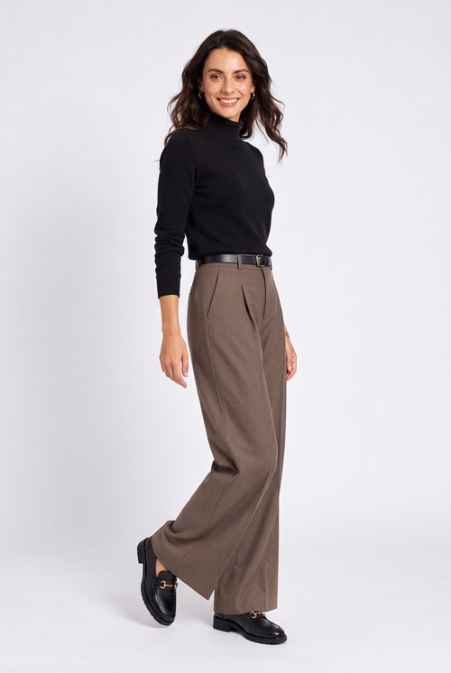 Pull col montant classique 2 fils – Noir – Assuili