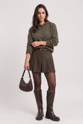 Pull à capuche oversize poche poitrine – Kaki – Assuili