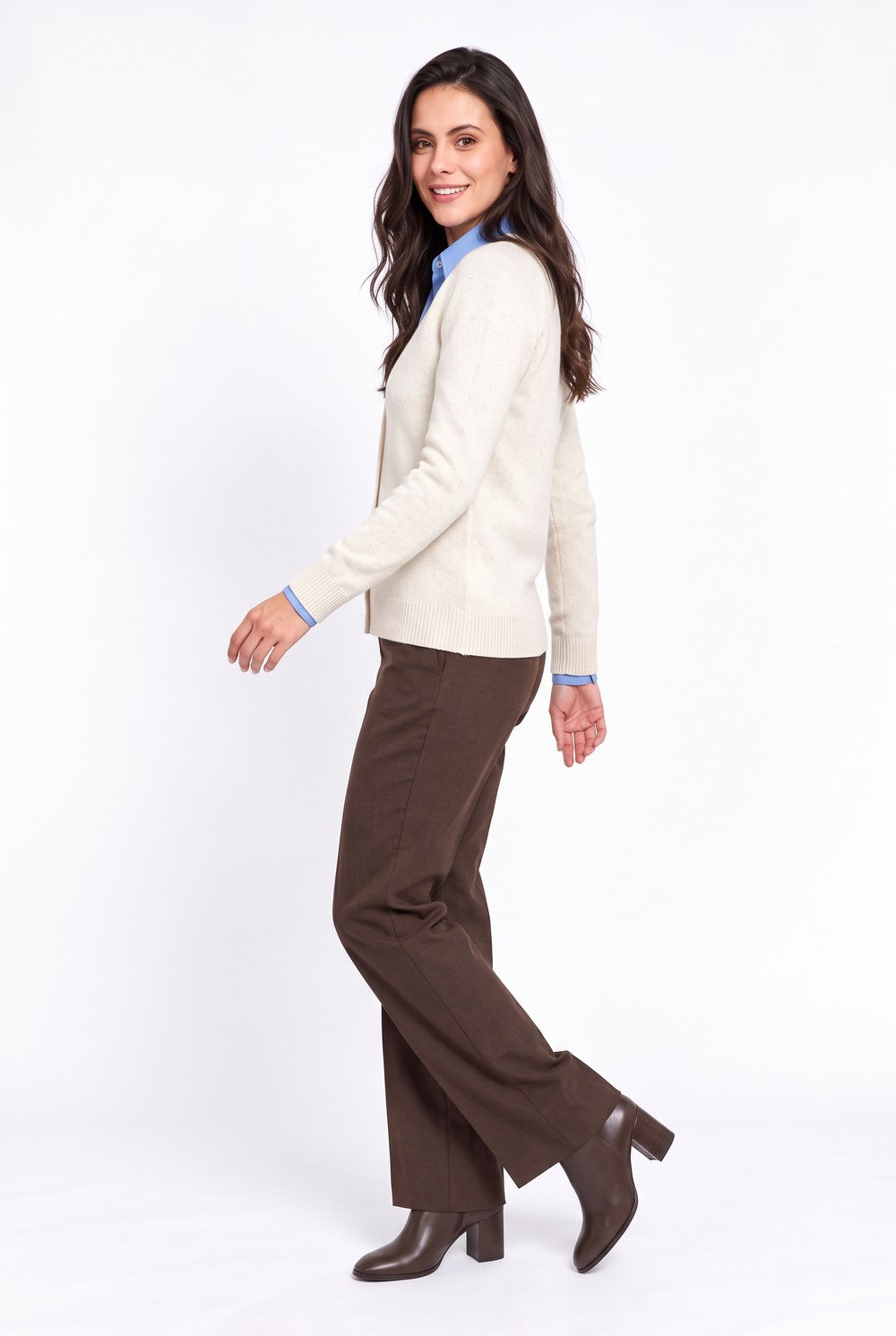 Gilet long oversize à poches – Blanc cassé – Assuili