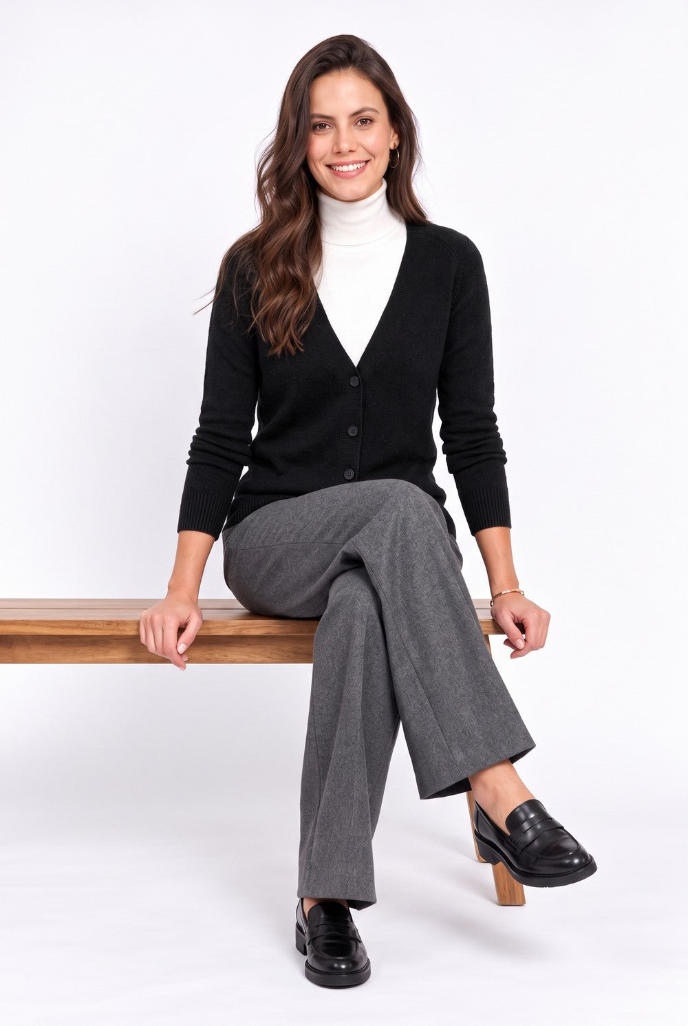 Gilet long oversize à poches – Noir – Assuili