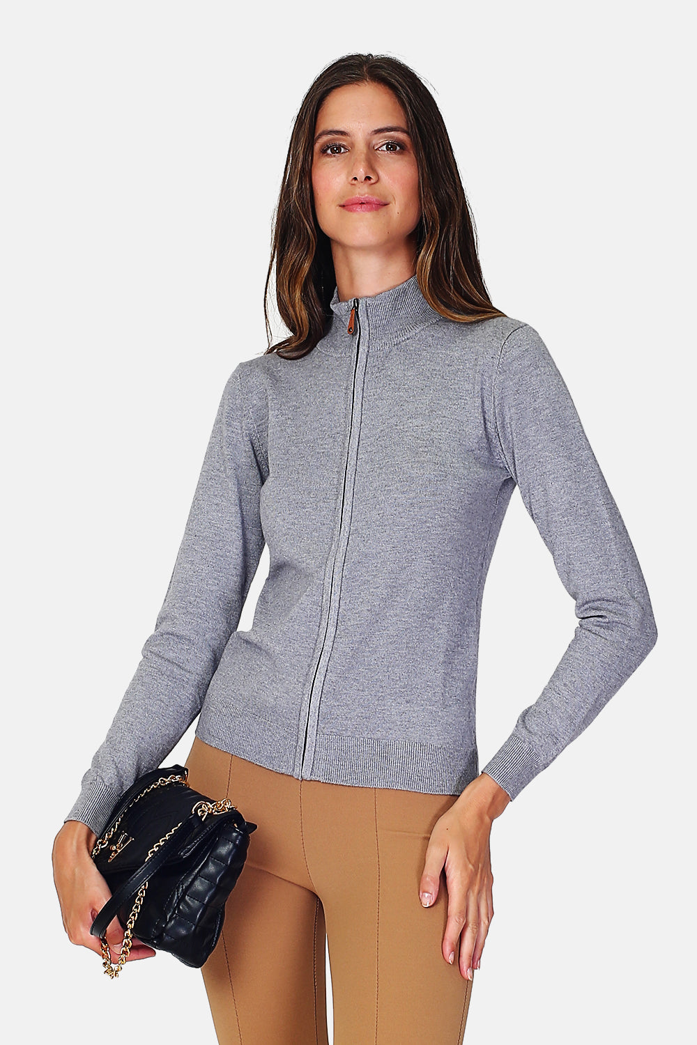 Gilet zippé classique 2 fils – Gris – Assuili