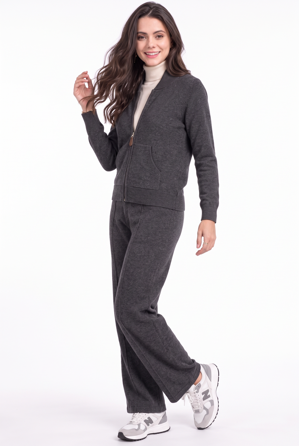Gilet zippé à capuche – Gris foncé – Assuili