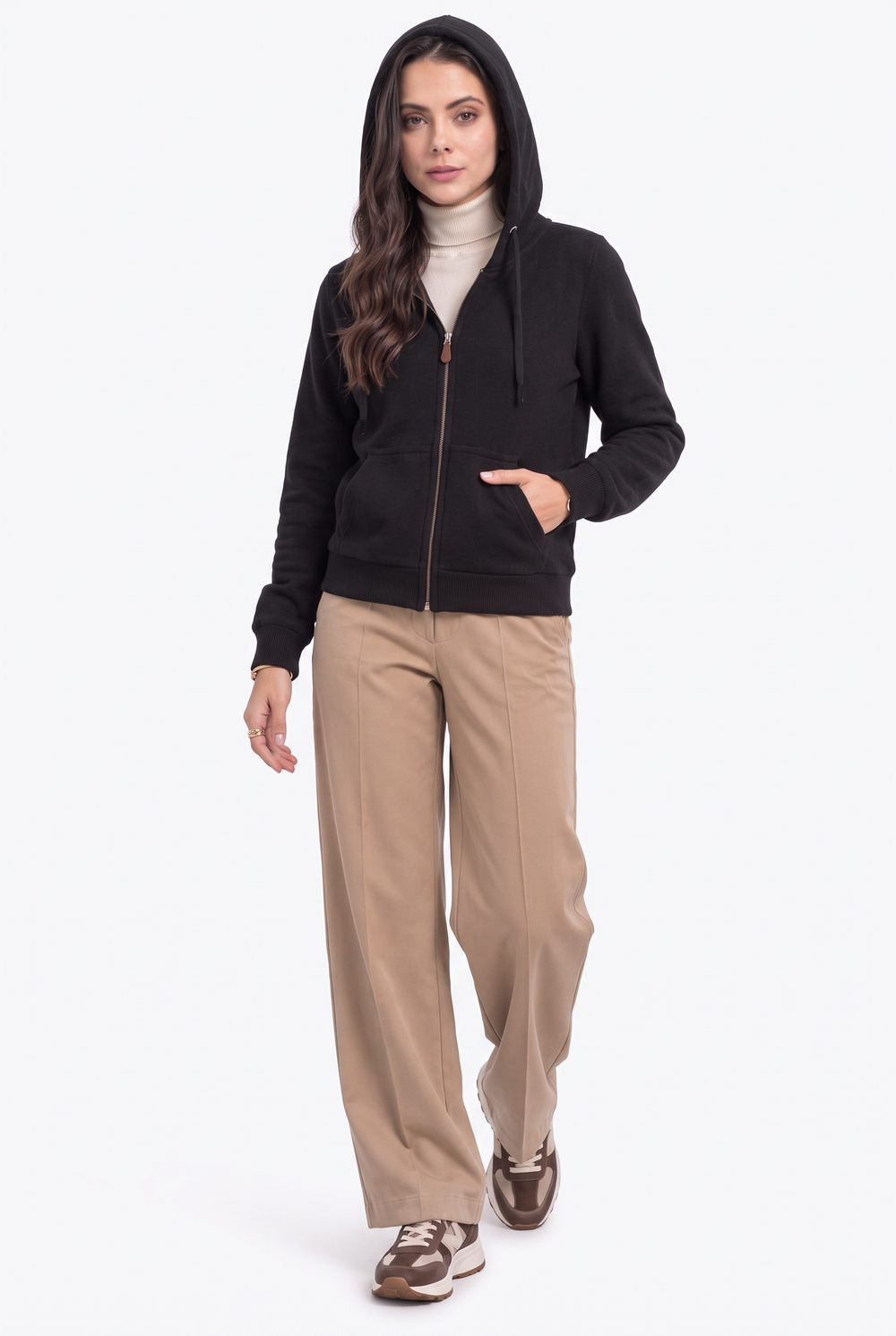 Gilet zippé à capuche – Noir – Assuili