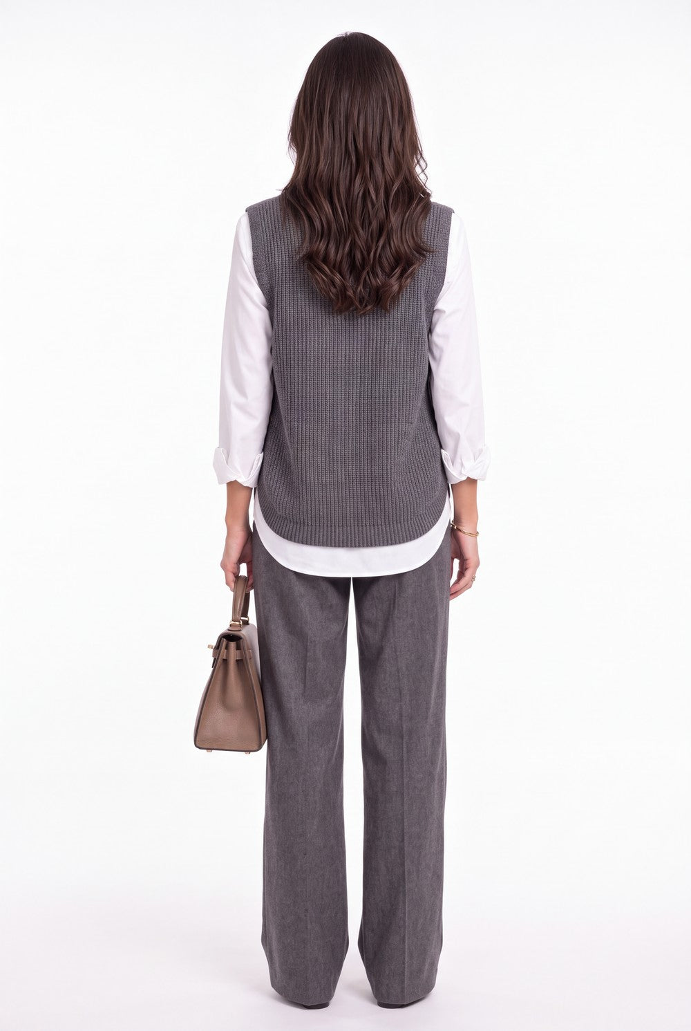 Pull sans manches boutonné sur les côtés – Gris foncé – Assuili
