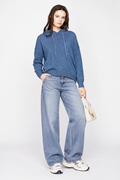 Oversized hooded sweater, long sleeves, 2-ply – Blue Jeans – Assuili