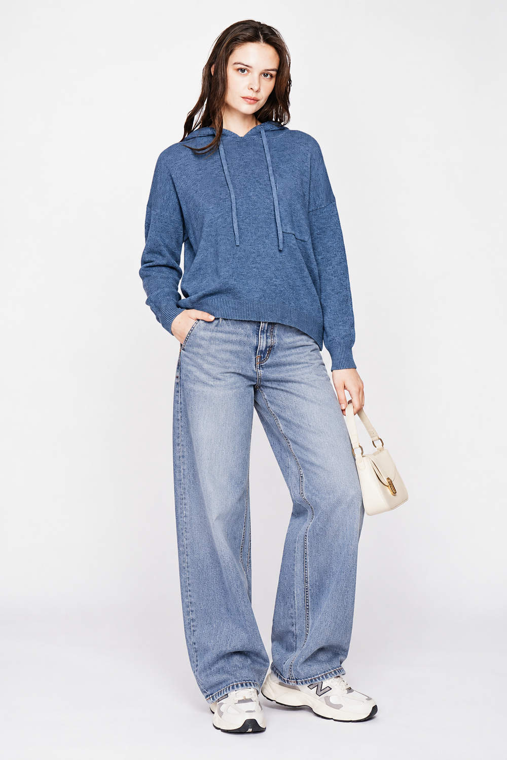 Pull à capuche oversize – Bleu jean – Assuili