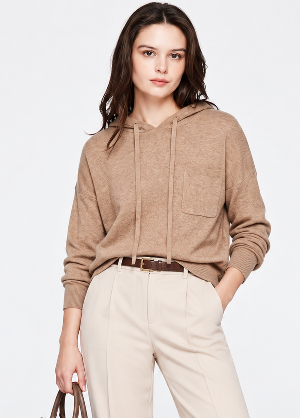 Pull à capuche oversize – Camel – Assuili