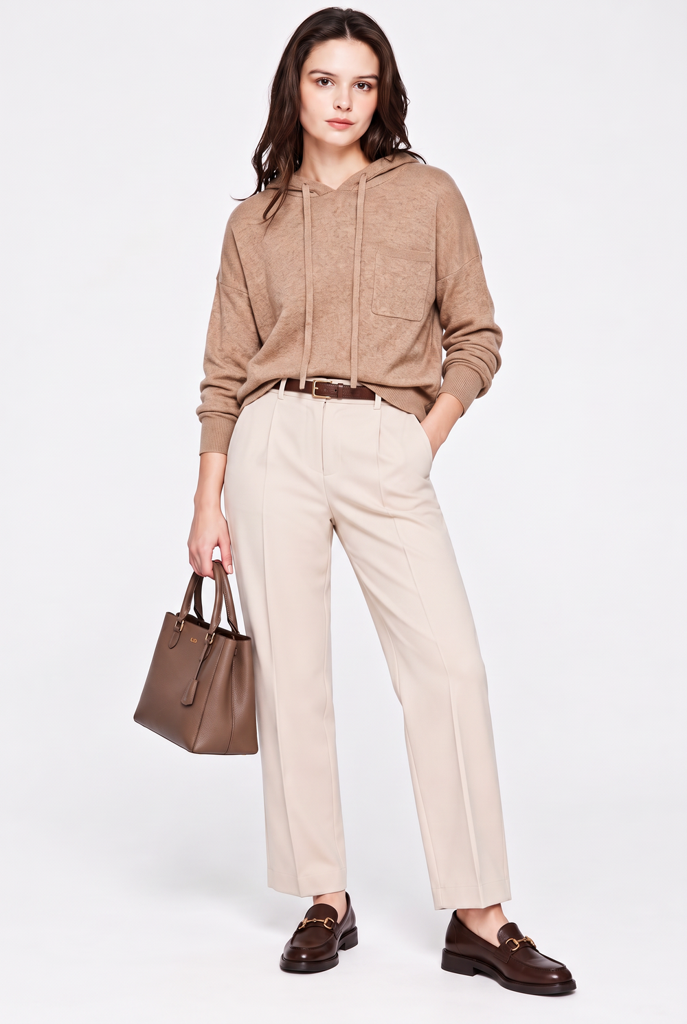 Pull à capuche oversize – Camel – Assuili