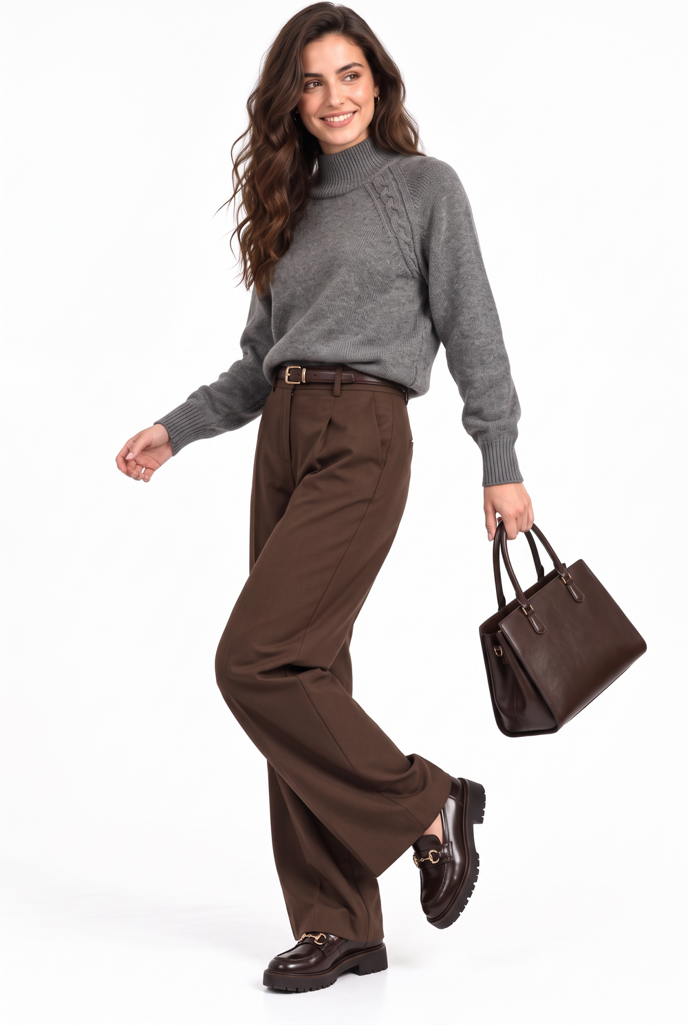 Pull col montant torsadé 4 fils – Gris – Assuili