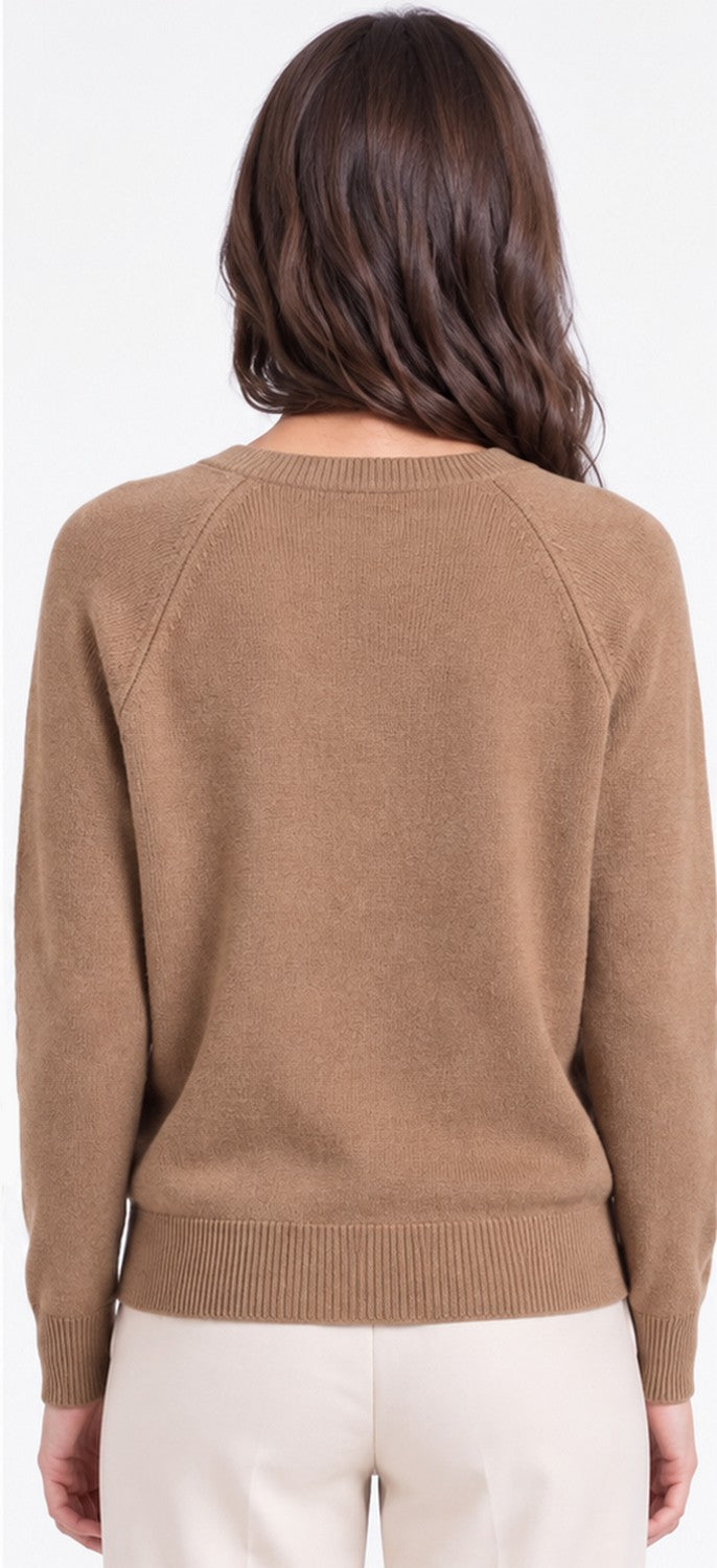 Pull col V manches raglan – Camel – Assuili