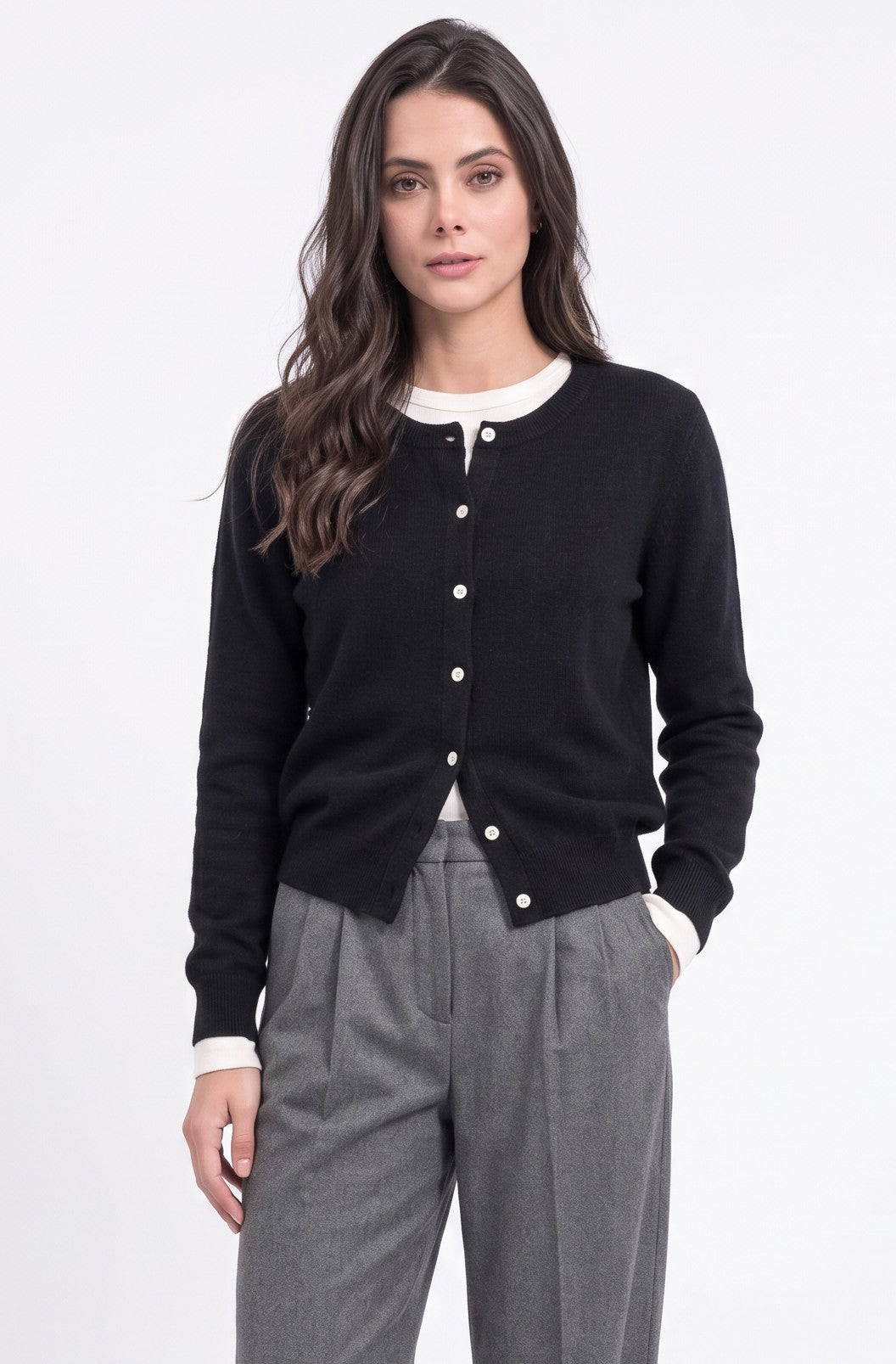Gilet bicolore double col rond – Noir – Assuili
