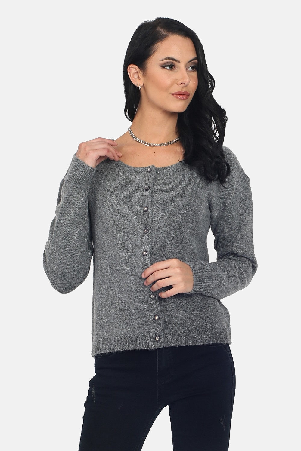 4-thread double-breasted cardigan