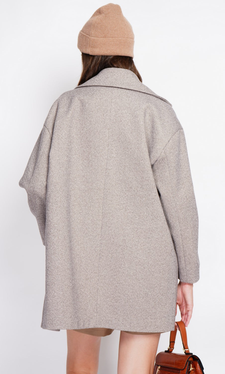 Manteau oversize croisé doublure léopard – Marron – Assuili