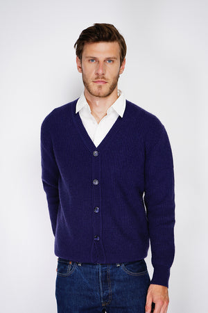 Wide ribbed crew neck long sleeve cardigan