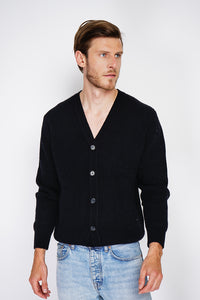 Wide ribbed crew neck long sleeve cardigan