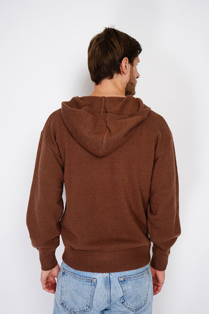 Wide, long-sleeved ribbed hooded sweater