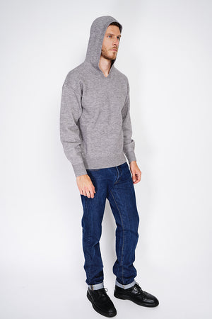 Wide, long-sleeved ribbed hooded sweater