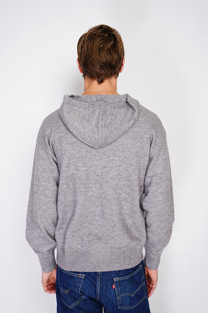 Wide, long-sleeved ribbed hooded sweater