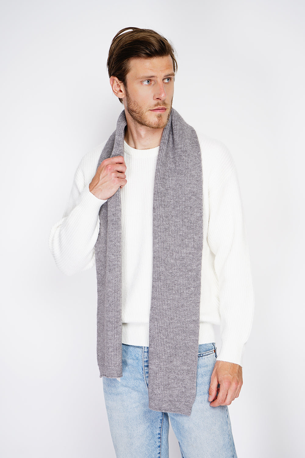 Écharpe côtelée 170 x 30 cm – Gris – C&Jo
