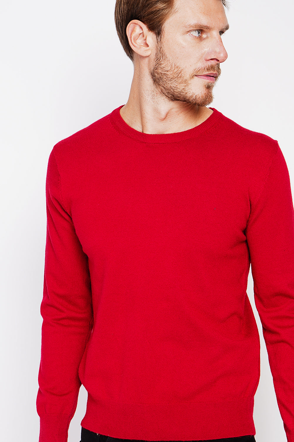 Classic crewneck sweater with long sleeves 2-ply knit
