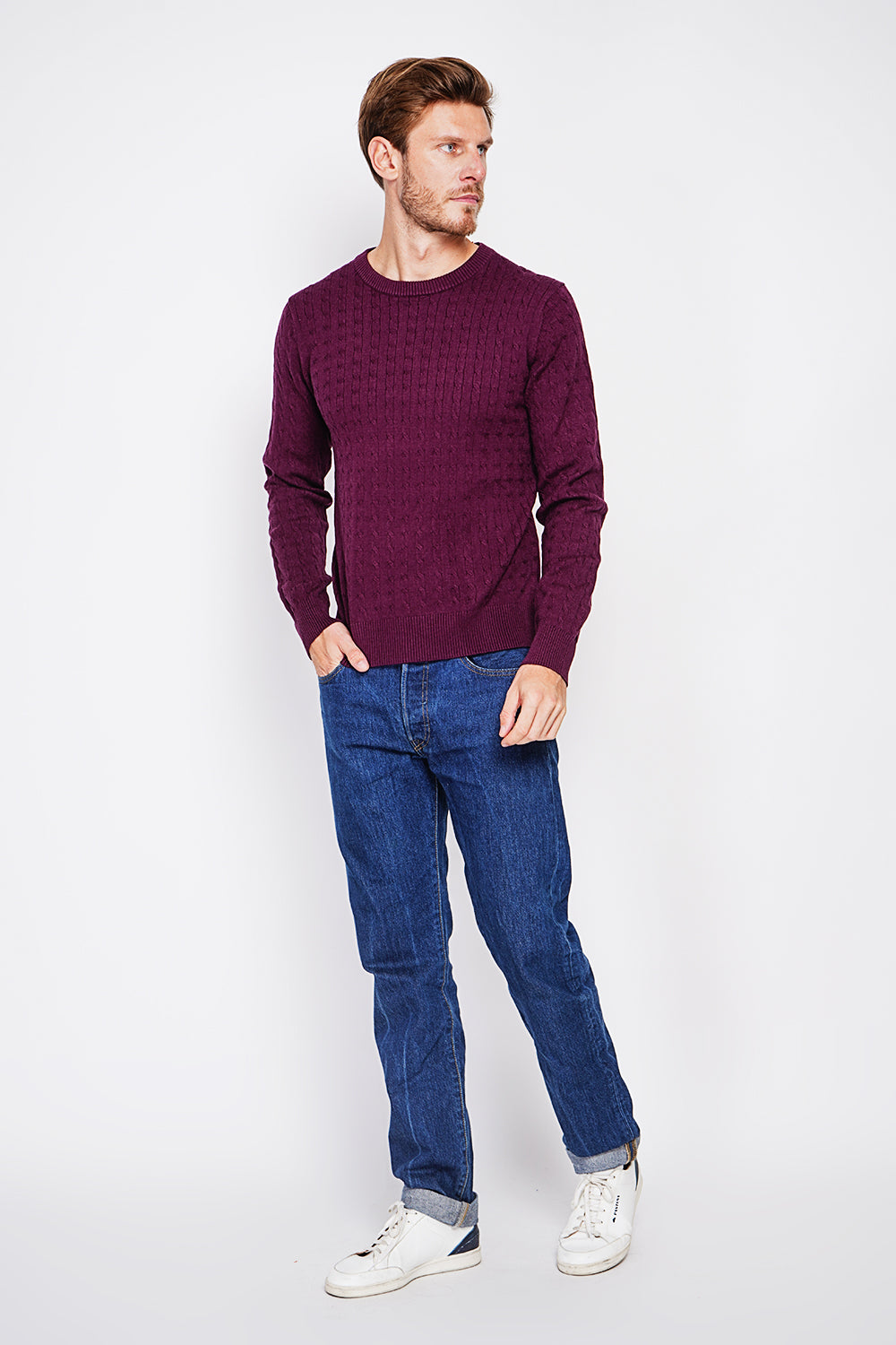 Long Sleeve Twisted Crew Neck Sweater